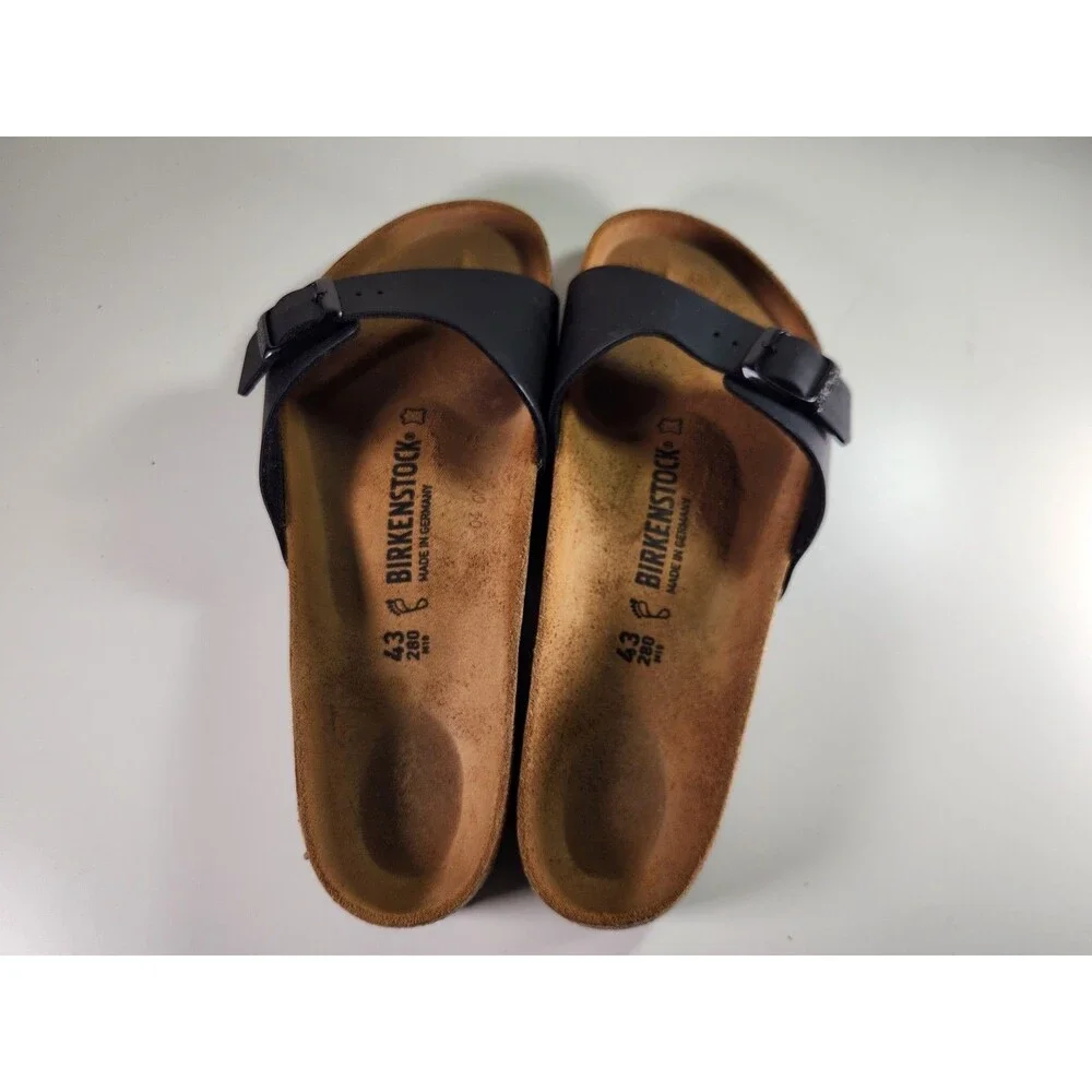 Birkenstock Madrid Mens Slide Sandals Black Cork Footbed EU 43 US 10 10.5 Reg